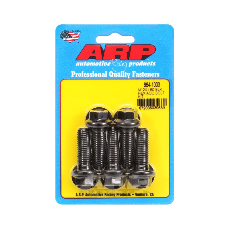 Set de șuruburi și piulițe universale ARP M12 x 1,50 – șuruburi hexagonale cu finisaj negru oxidat (x5) - ARP-664-1003 - 664-1003 - 3666618196091